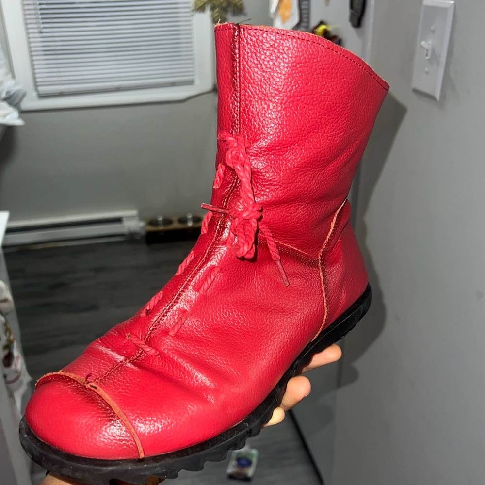 Handmade fairy ruched leather boots